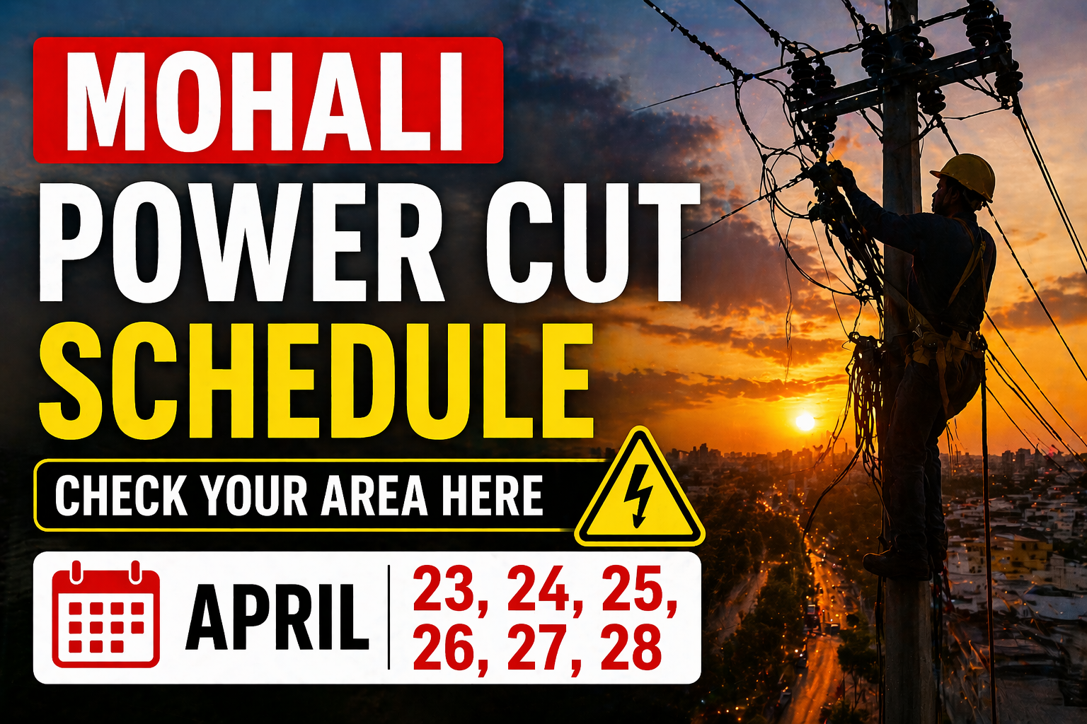 Mohali Power Cut Schedule: Check Your Area Here for April 23, 24,25, 26, 27, 28